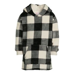 🆕 Wonder Nation Toddler Girls Plaid Soft Faux Sherpa Snugget Hoodie Size: 3T